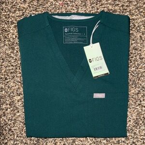 Figs Women's V-Neck Scrub Top in Forest Green